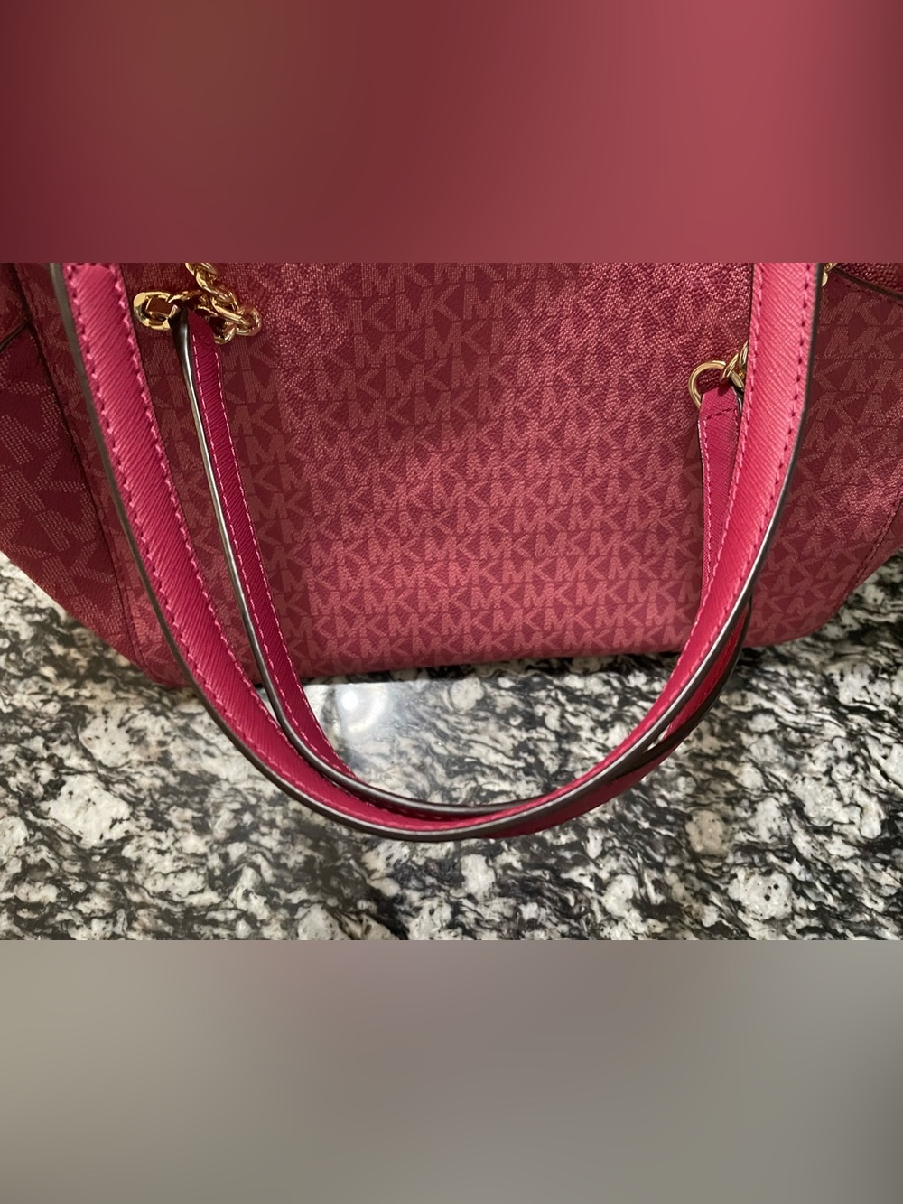 Michael Kors Red Signature Chain-Handle Tote - Picture 8 of 14